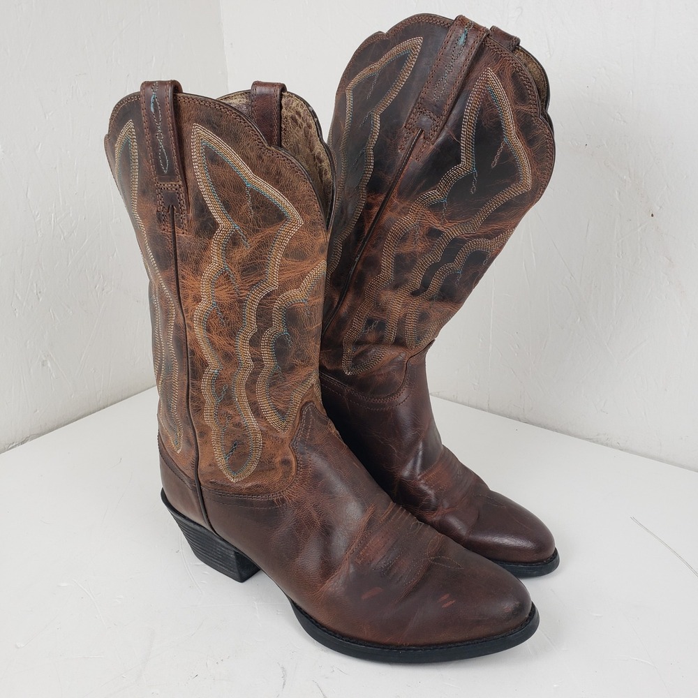 Ariat Heritage Western R-Toe Brown Leather Cowboy Boots 10010266 Womens 7B
